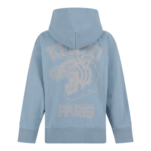 Kenzo Light Blue Cotton Hoodie with Logo Detail.  2