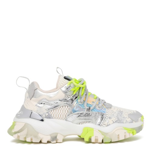 Joia Paris Grey and Neon Chunky Technical Sneakers.