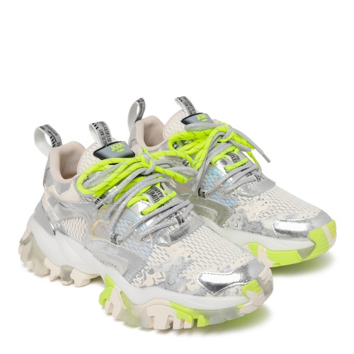 Joia Paris Grey and Neon Chunky Technical Sneakers. 2