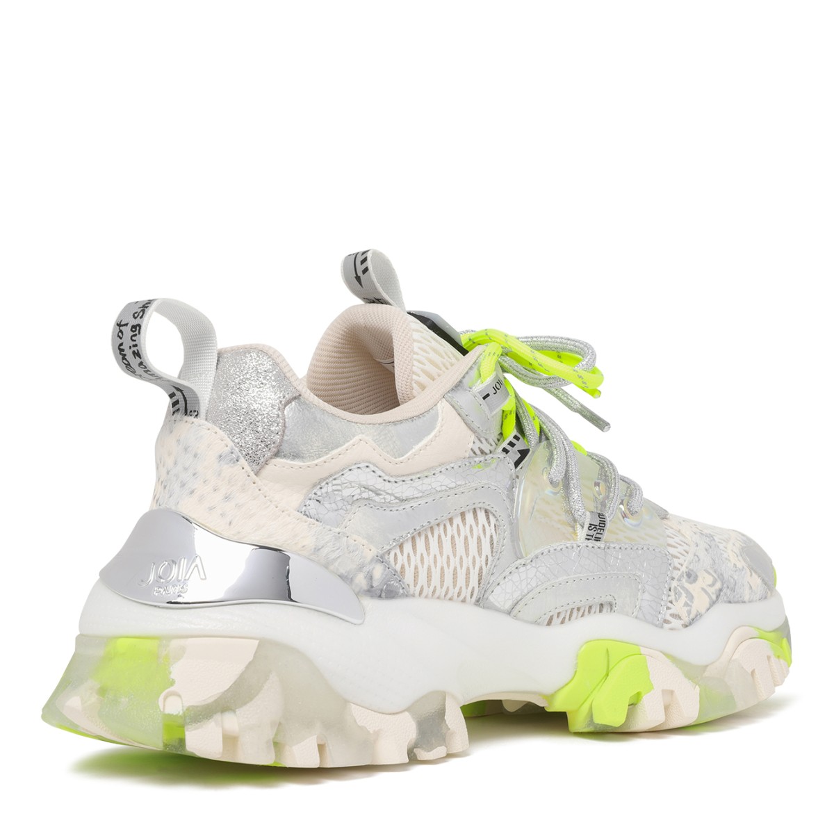 Joia Paris Grey and Neon Chunky Technical Sneakers.