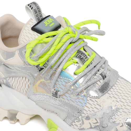 Joia Paris Grey and Neon Chunky Technical Sneakers.