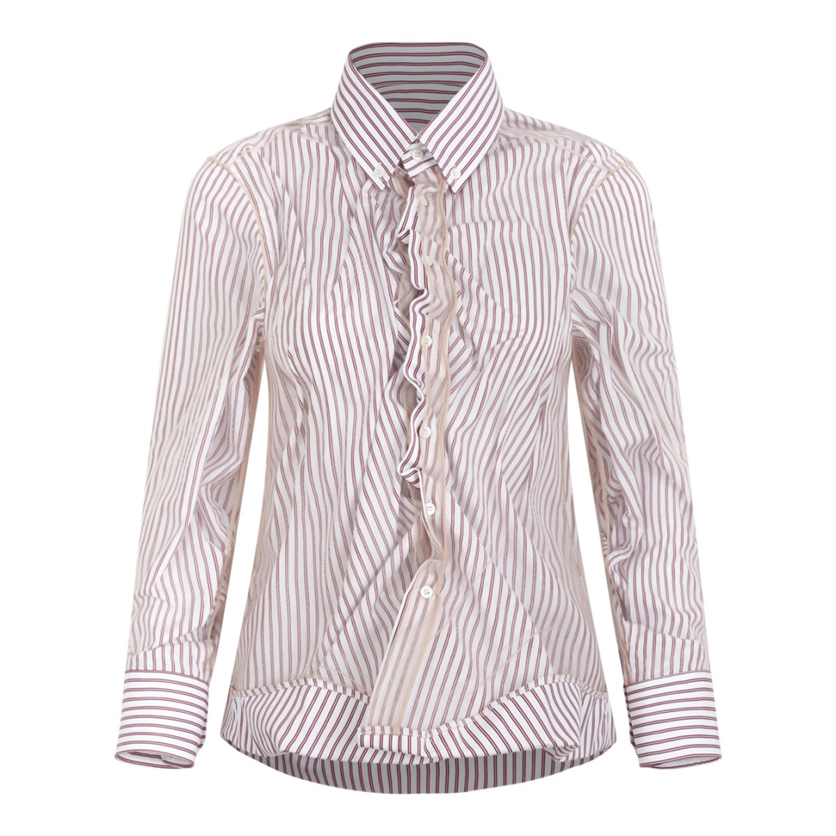 Maison Margiela Striped Ruffle Detail Shirt.  