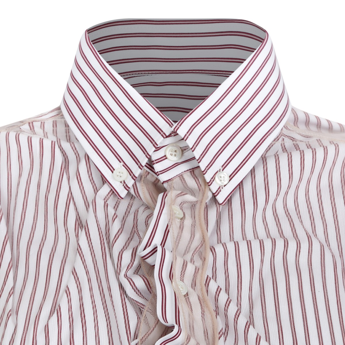 Maison Margiela Striped Ruffle Detail Shirt.  