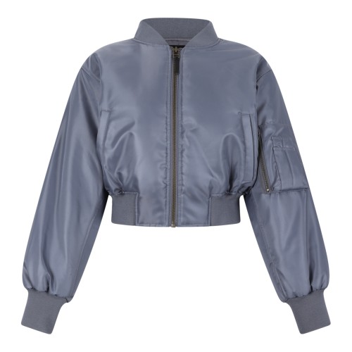 Anine Bing Grey Cropped Bomber Jacket.  