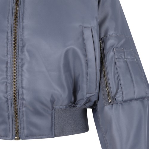 Anine Bing Grey Cropped Bomber Jacket.  
