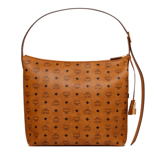MCM Cognac Visetos Leather Shoulder Bag.  