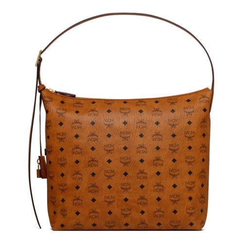 MCM Cognac Visetos Leather Shoulder Bag.  