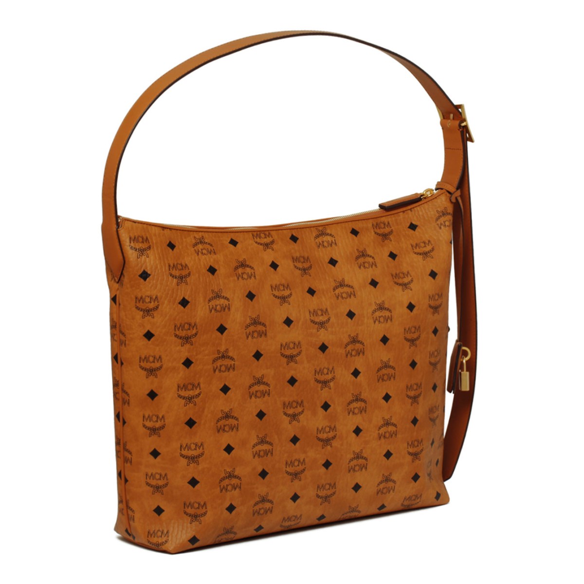 MCM Cognac Visetos Leather Shoulder Bag.  