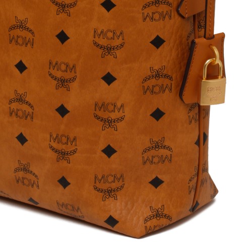MCM Cognac Visetos Leather Shoulder Bag.  