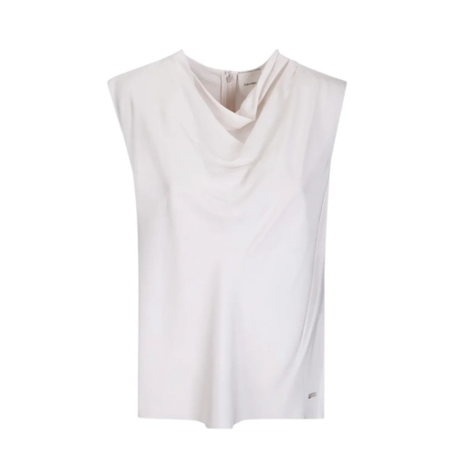 Calvin Klein White Sleeveless Belted Midi Dress.