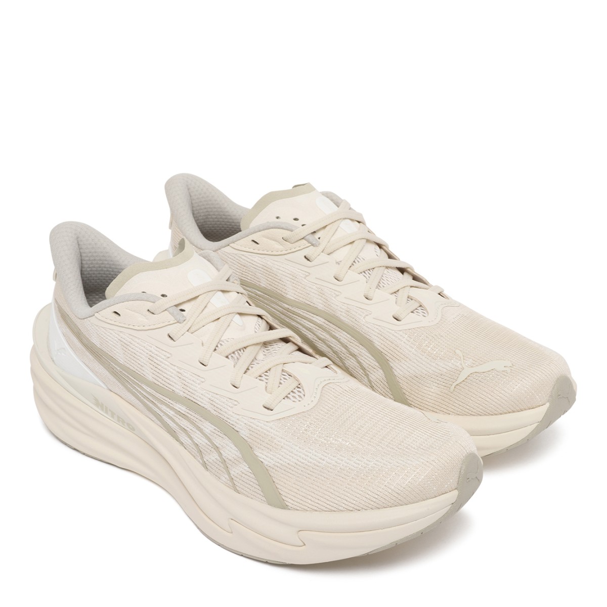 Puma Beige Lightweight Running Sneakers.