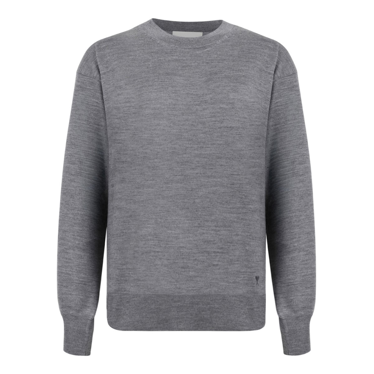 Ami Paris Grey Wool Crewneck Sweater.