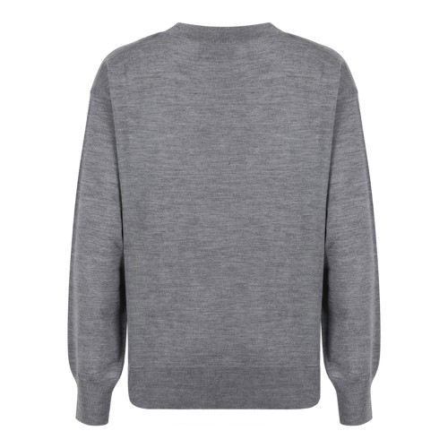 Ami Paris Grey Wool Crewneck Sweater.