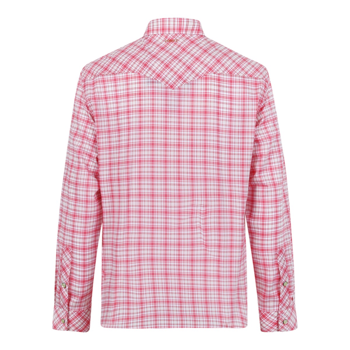 Versace Pink Check Cotton Shirt with Utility Pockets.