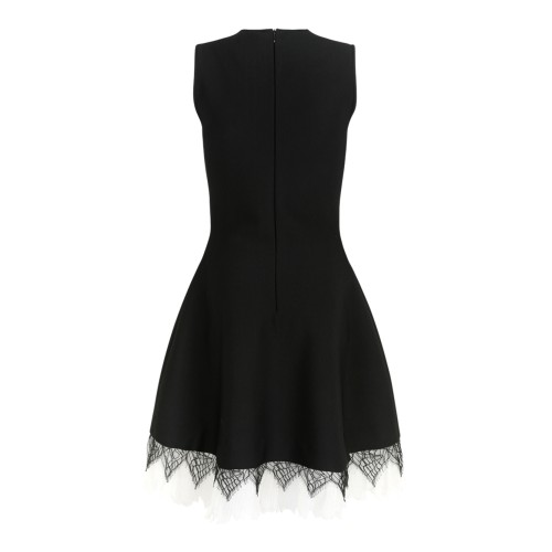 Alexander McQueen Black Fit-and-Flare Dress with Lace Hem.   2