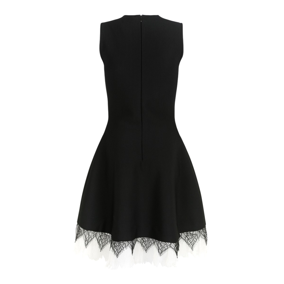 Alexander McQueen Black Fit-and-Flare Dress with Lace Hem.  