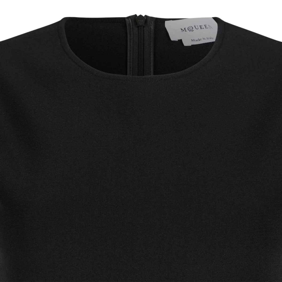 Alexander McQueen Black Fit-and-Flare Dress with Lace Hem.  