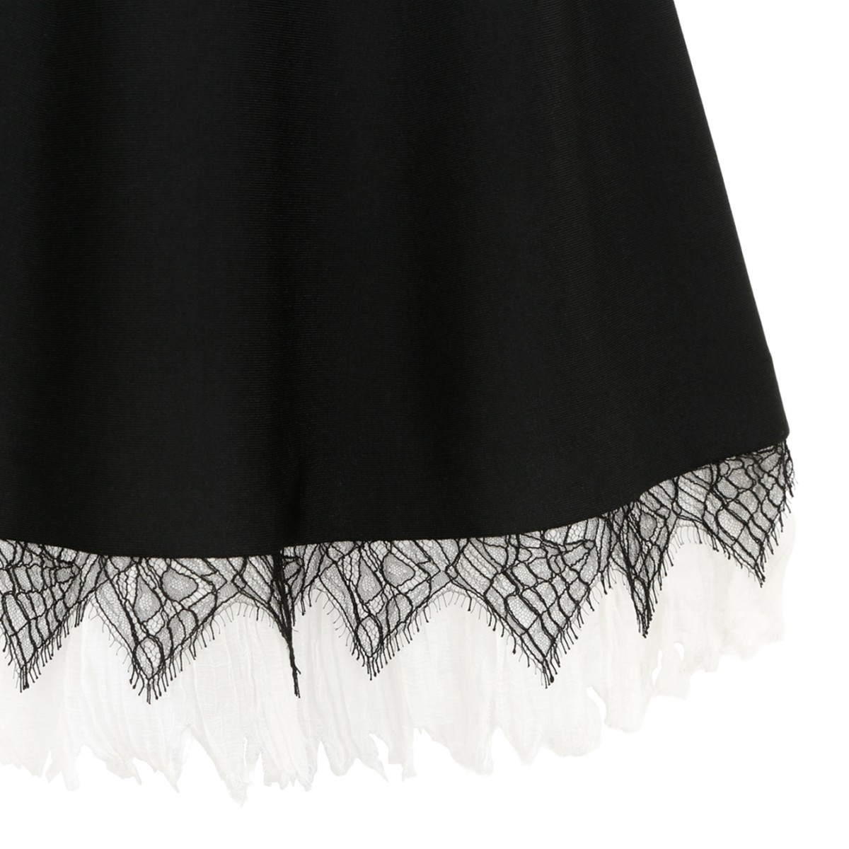 Alexander McQueen Black Fit-and-Flare Dress with Lace Hem.  