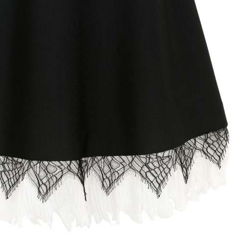 Alexander McQueen Black Fit-and-Flare Dress with Lace Hem.  