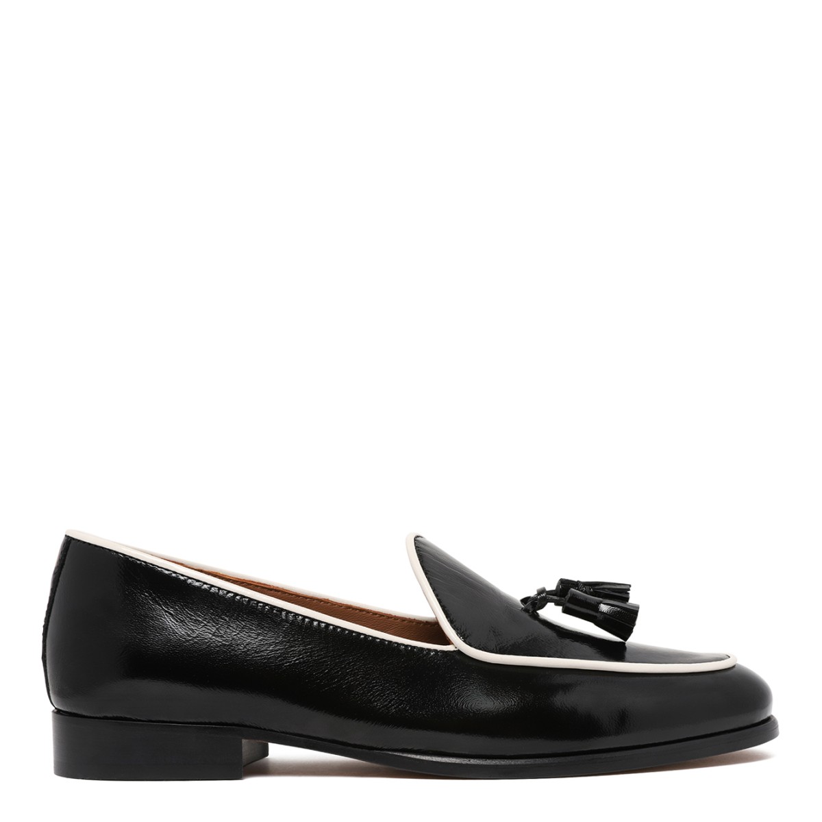 Pollini Black Patent Leather Loafers.