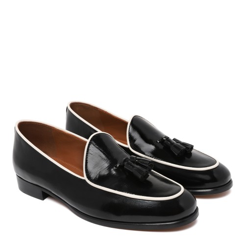 Pollini Black Patent Leather Loafers. 2