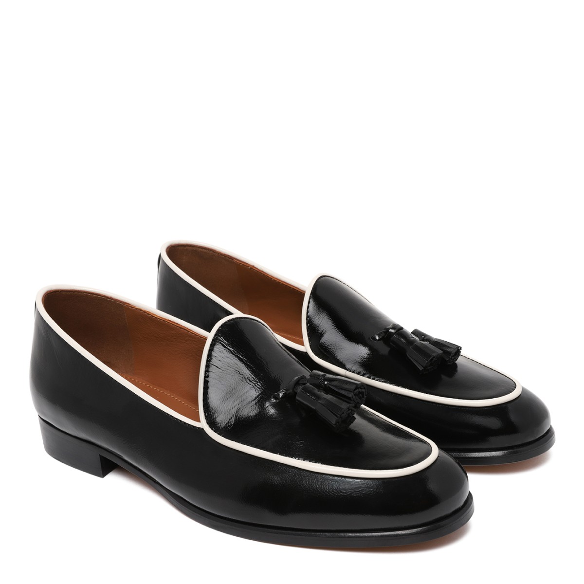 Pollini Black Patent Leather Loafers.