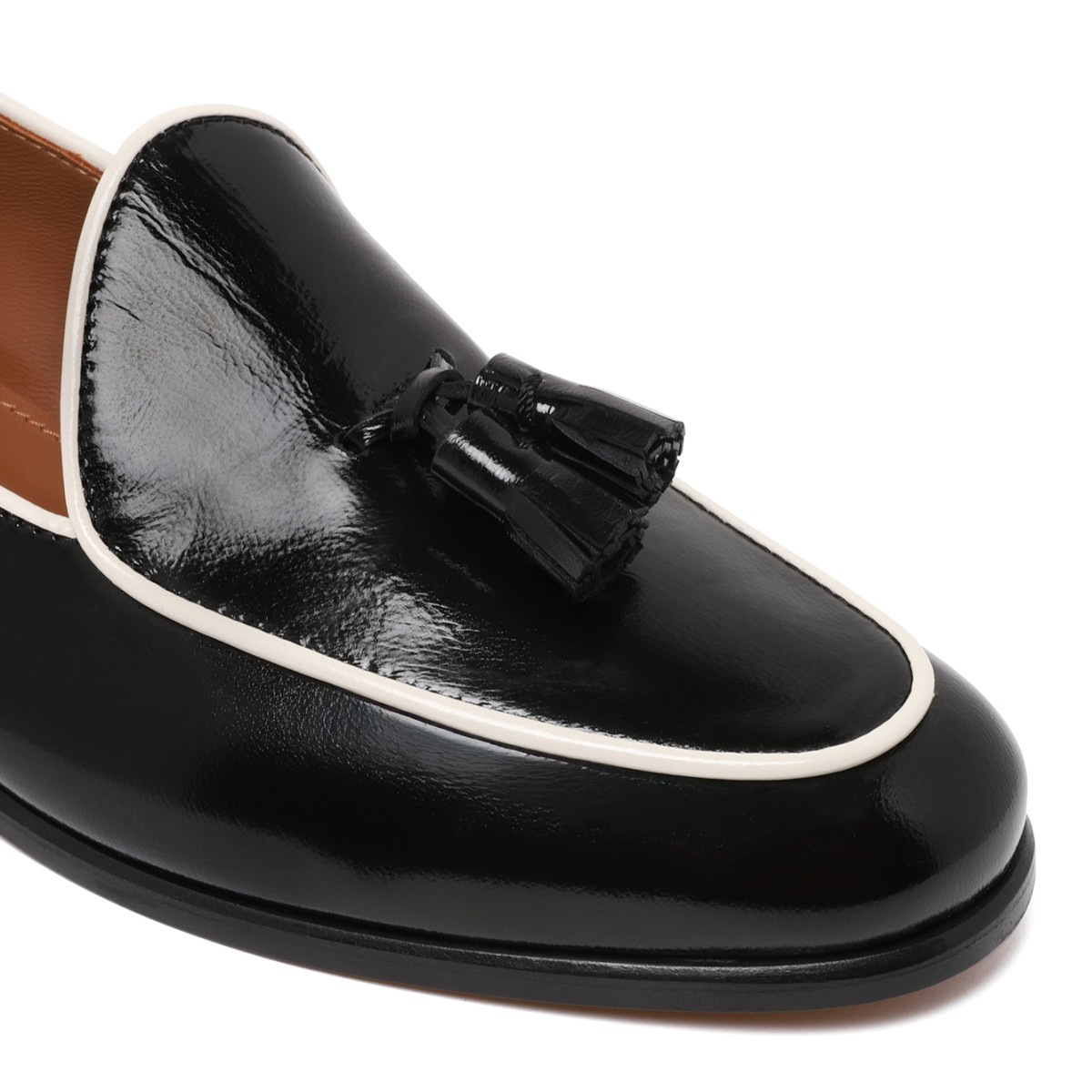 Pollini Black Patent Leather Loafers.