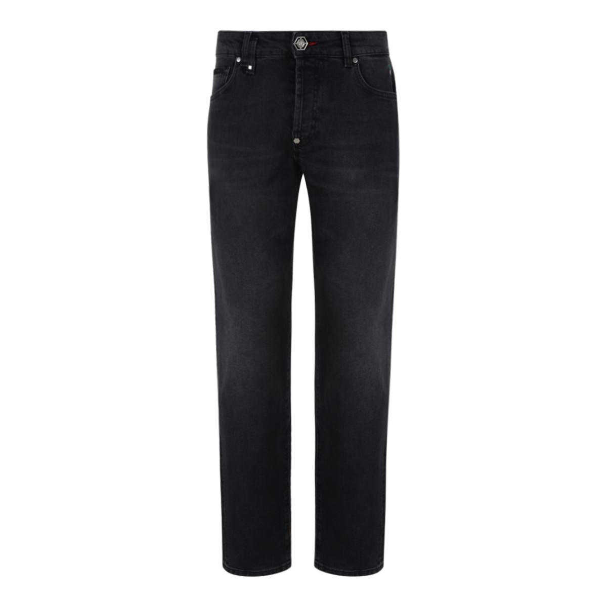 Philipp Plein Black Washed Straight-Leg Jeans.