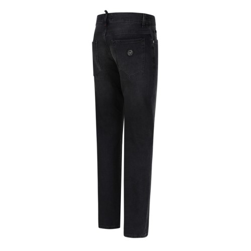 Philipp Plein Black Washed Straight-Leg Jeans.