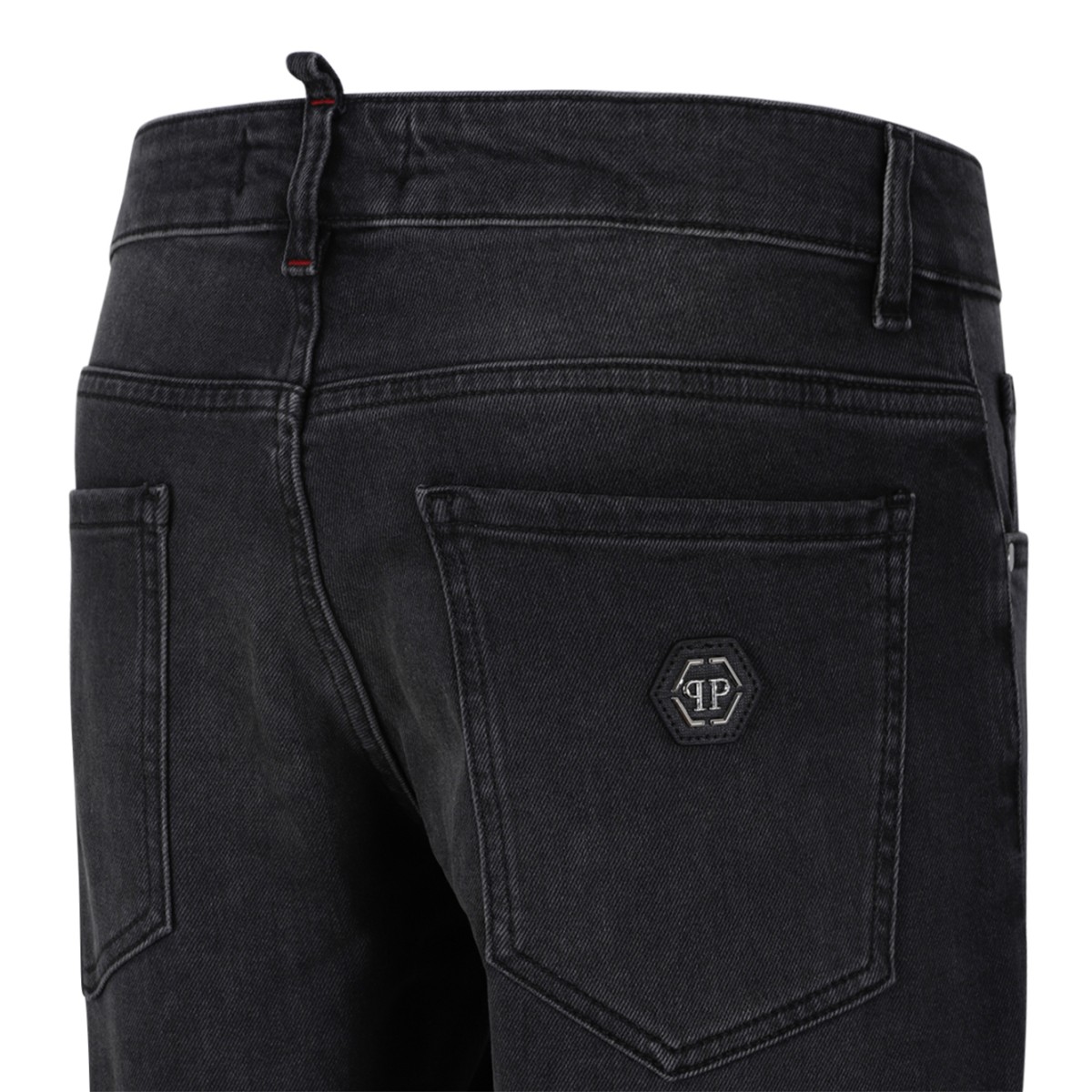 Philipp Plein Black Washed Straight-Leg Jeans.
