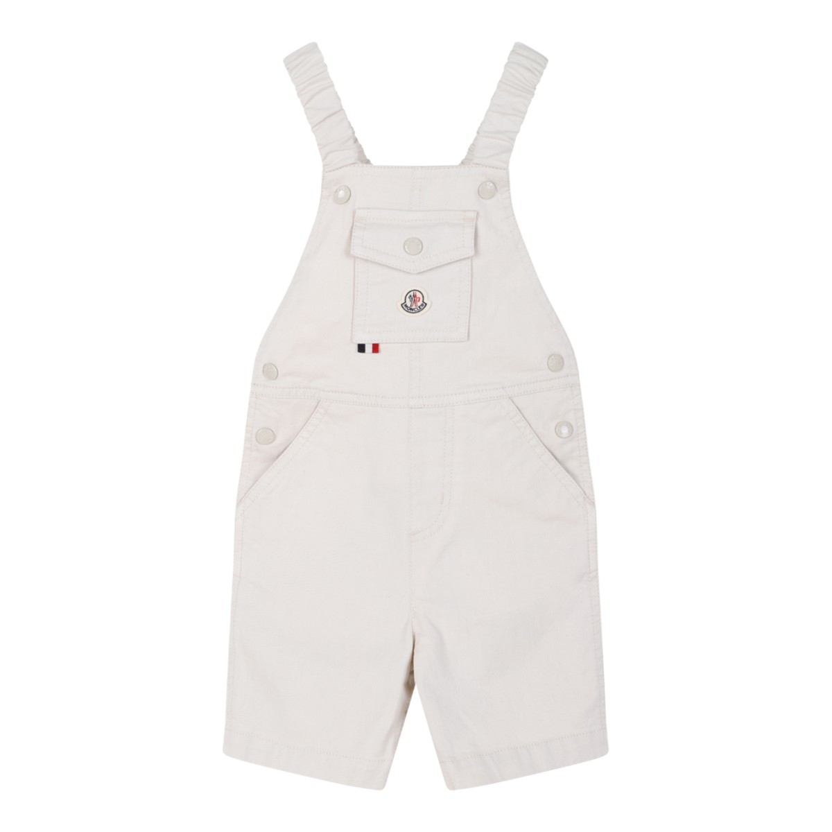 Moncler Kids White Cotton Dungaree Shorts.