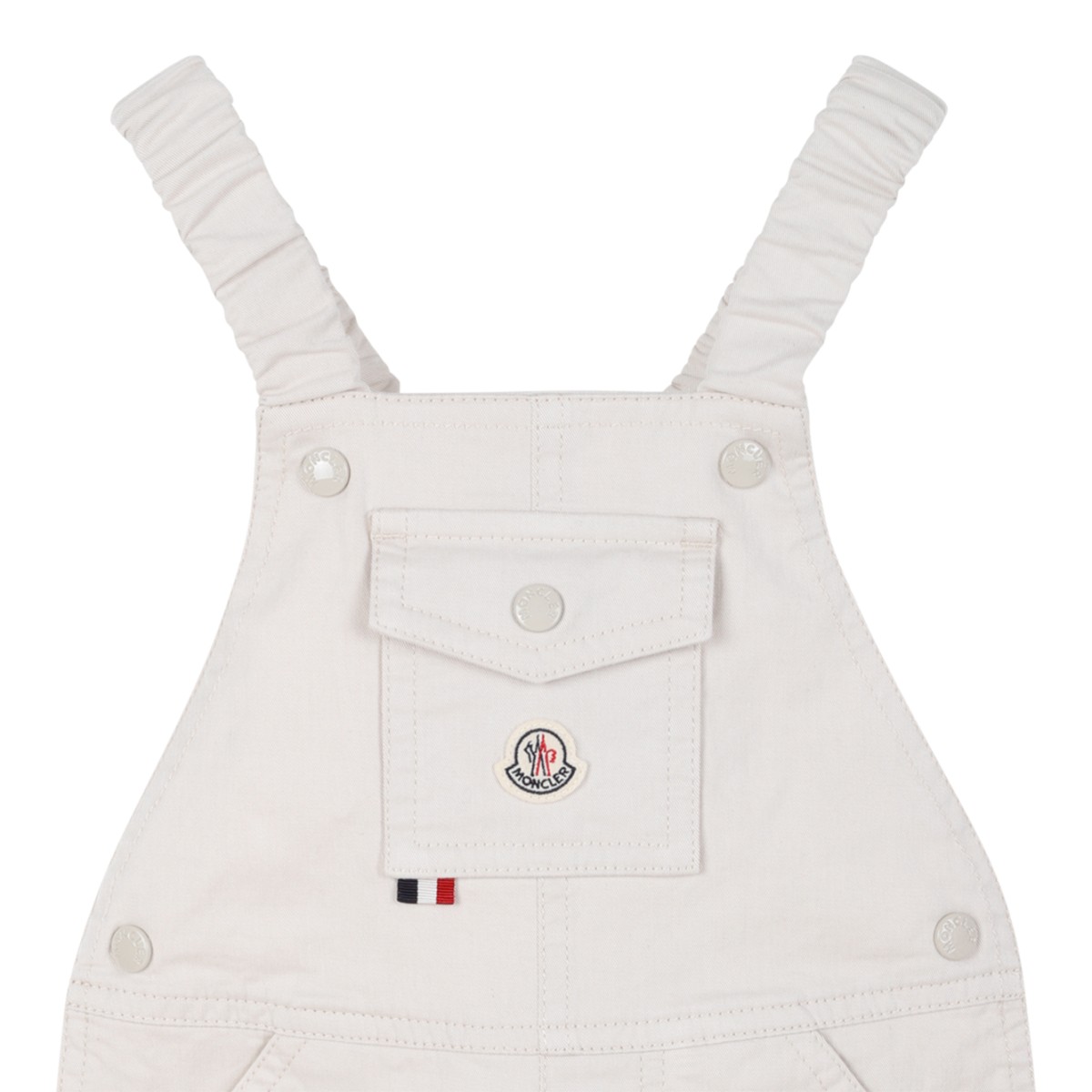 Moncler Kids White Cotton Dungaree Shorts.