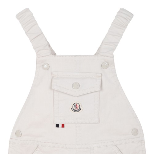 Moncler Kids White Cotton Dungaree Shorts.