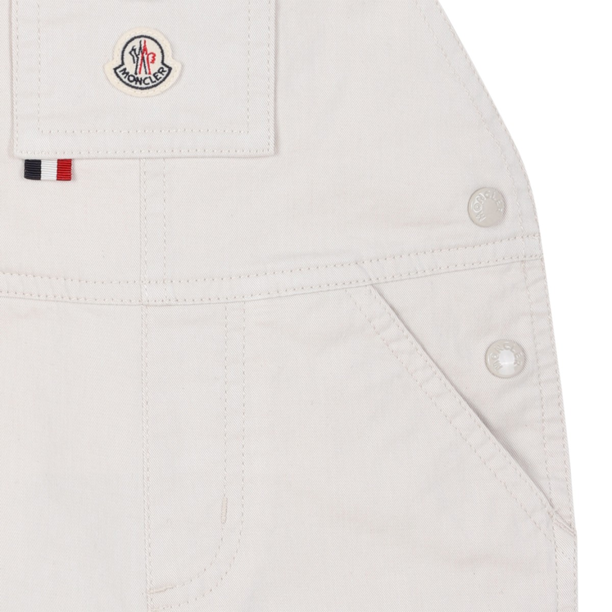 Moncler Kids White Cotton Dungaree Shorts.