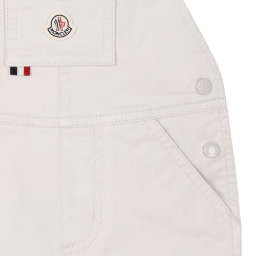 Moncler Kids White Cotton Dungaree Shorts.