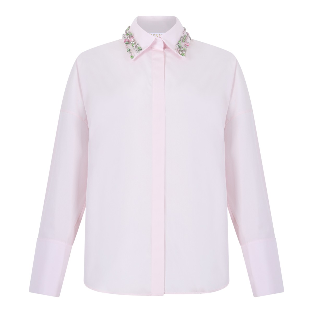 Genny Light Pink Shirt with Embellished Collar.  