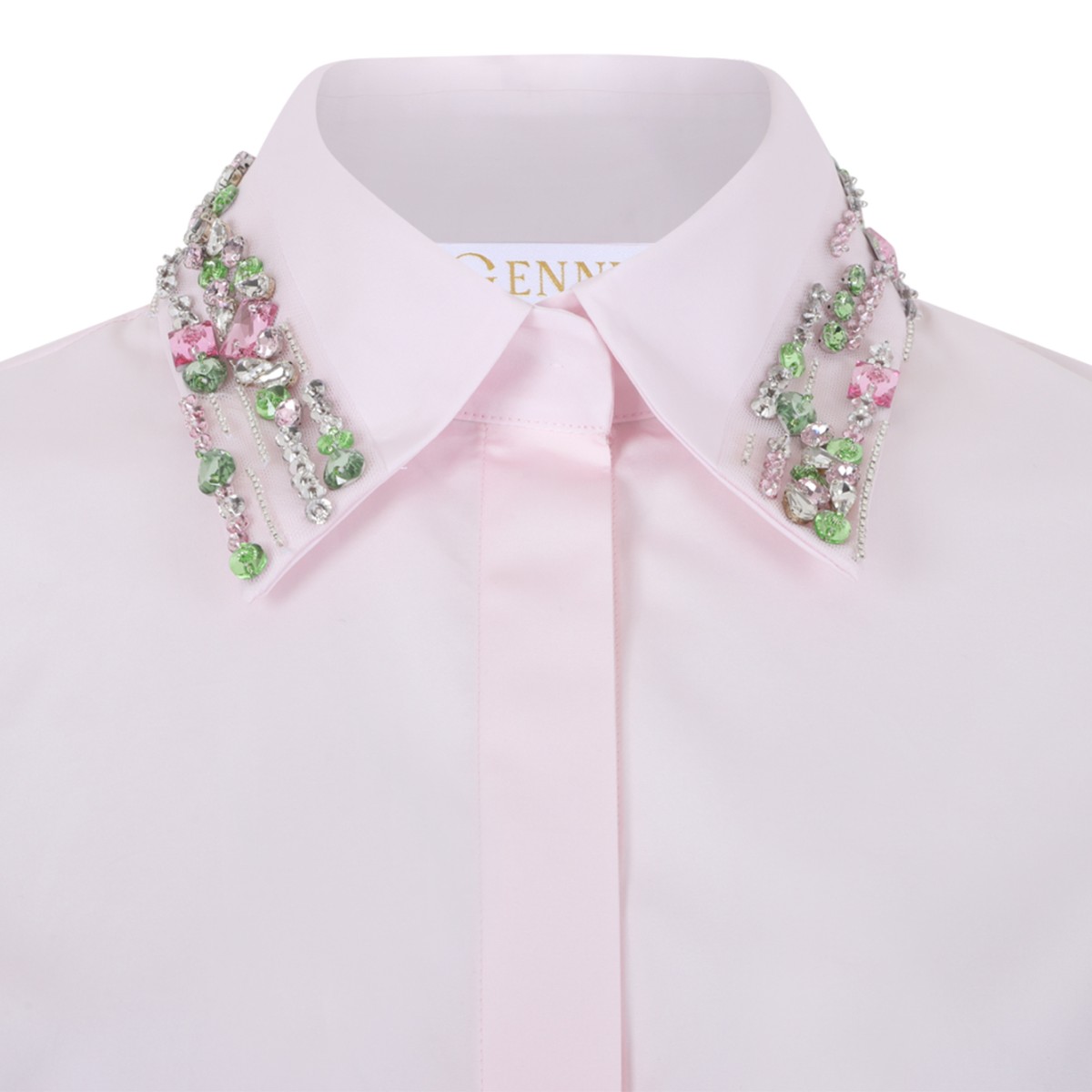 Genny Light Pink Shirt with Embellished Collar.  