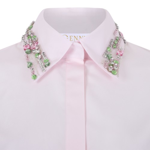 Genny Light Pink Shirt with Embellished Collar.  