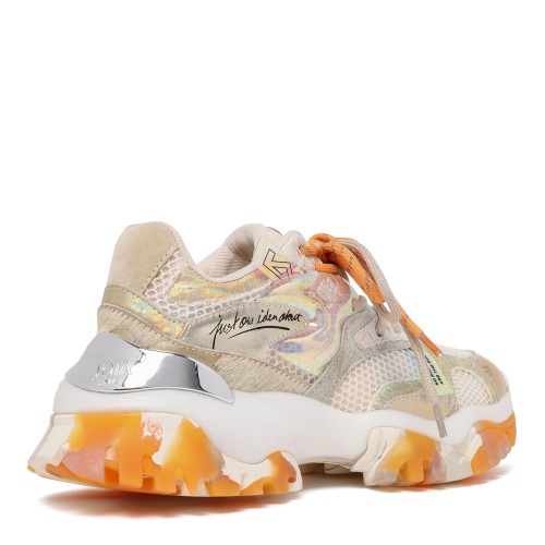 Joia Paris Beige and Orange Chunky Technical Sneakers.