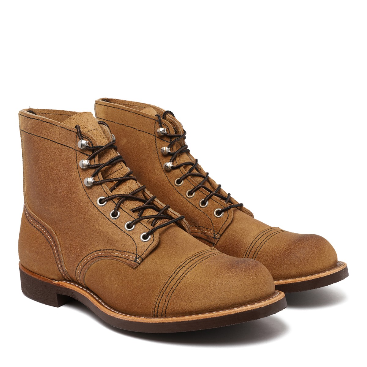 Red Wing Tan Leather Lace-Up Boots.