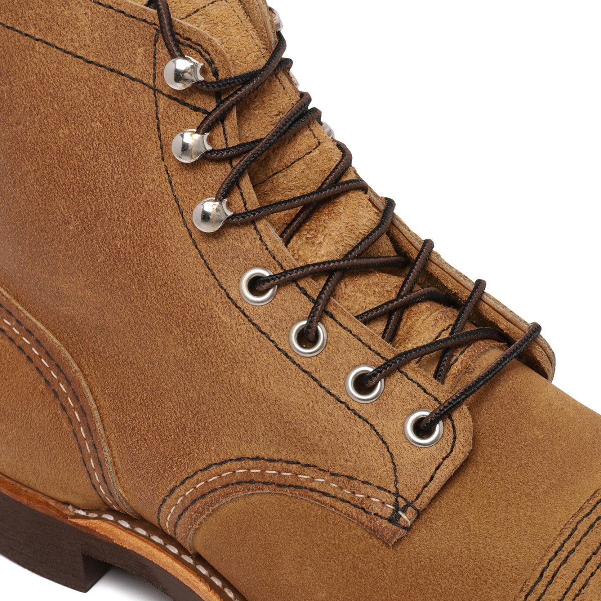 Red Wing Tan Leather Lace-Up Boots.