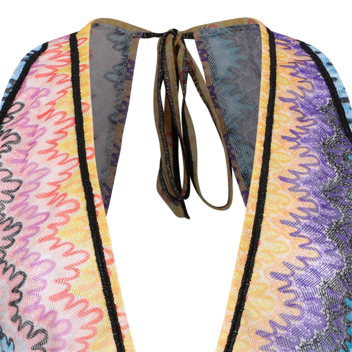 Missoni Multicolor Zigzag Knit Halterneck Maxi Dress.