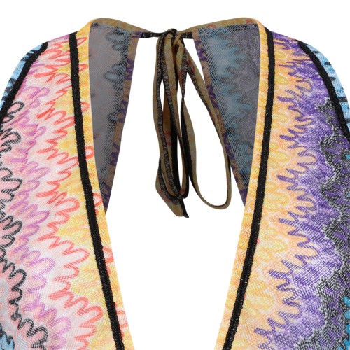 Missoni Multicolor Zigzag Knit Halterneck Maxi Dress.