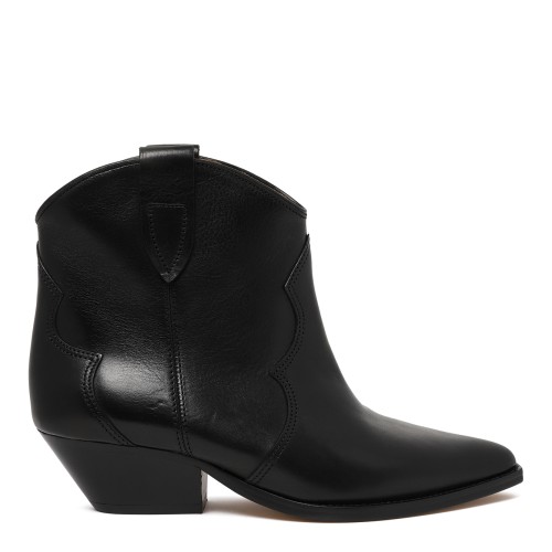 Isabel Marant Black Leather Western Ankle Boots.  