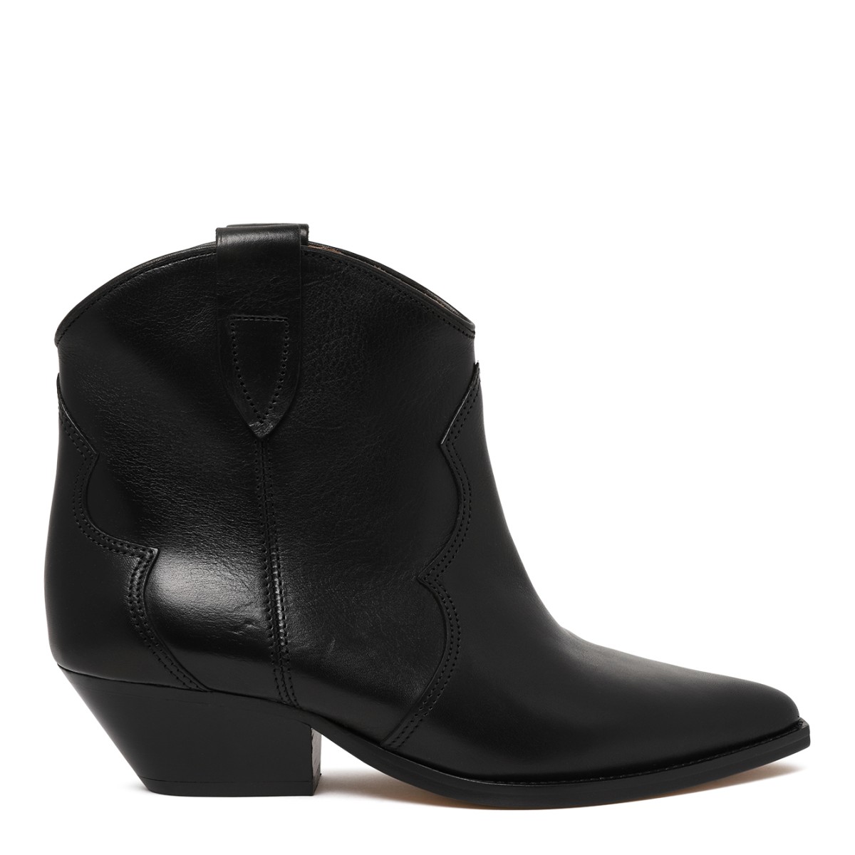 Isabel Marant Black Leather Western Ankle Boots.  