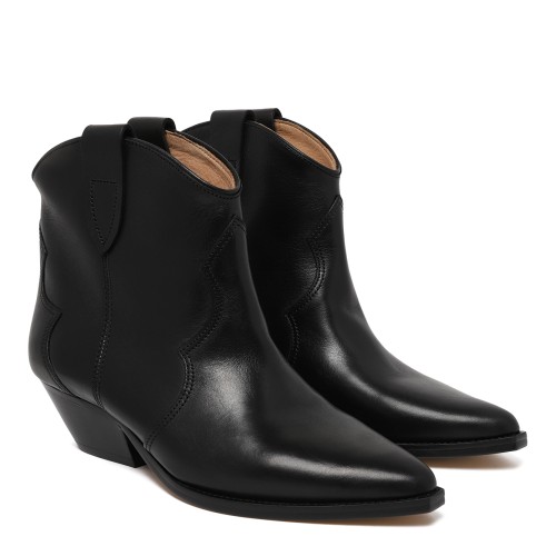 Isabel Marant Black Leather Western Ankle Boots.   2