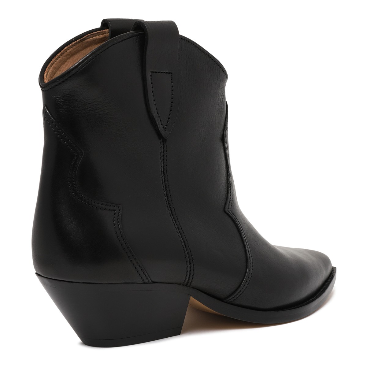 Isabel Marant Black Leather Western Ankle Boots.  