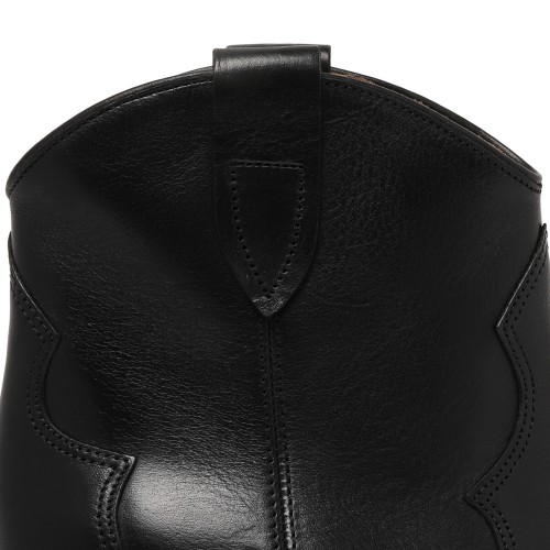 Isabel Marant Black Leather Western Ankle Boots.  