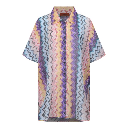 Missoni Multicolor Zigzag Knit Short-Sleeve Shirt.