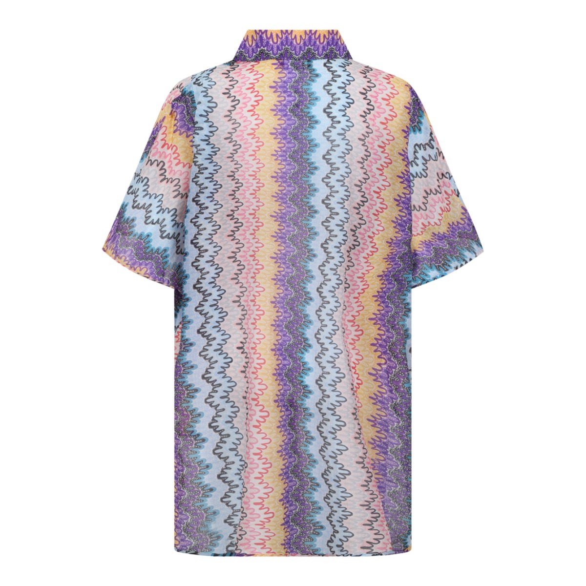Missoni Multicolor Zigzag Knit Short-Sleeve Shirt.